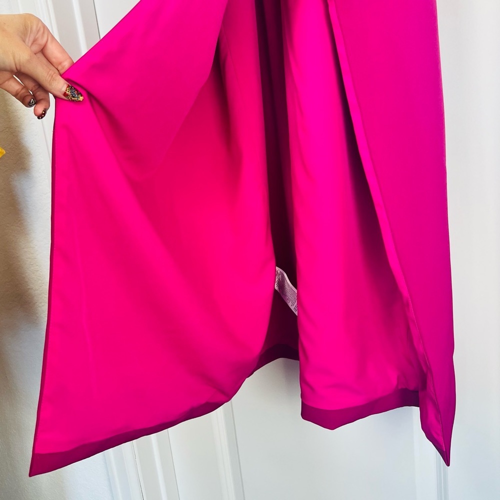 Monique Lhuillier Gemma Rosette Strapless Column Gown Dress Fuchsia Pink Formal - Picture 6 of 12